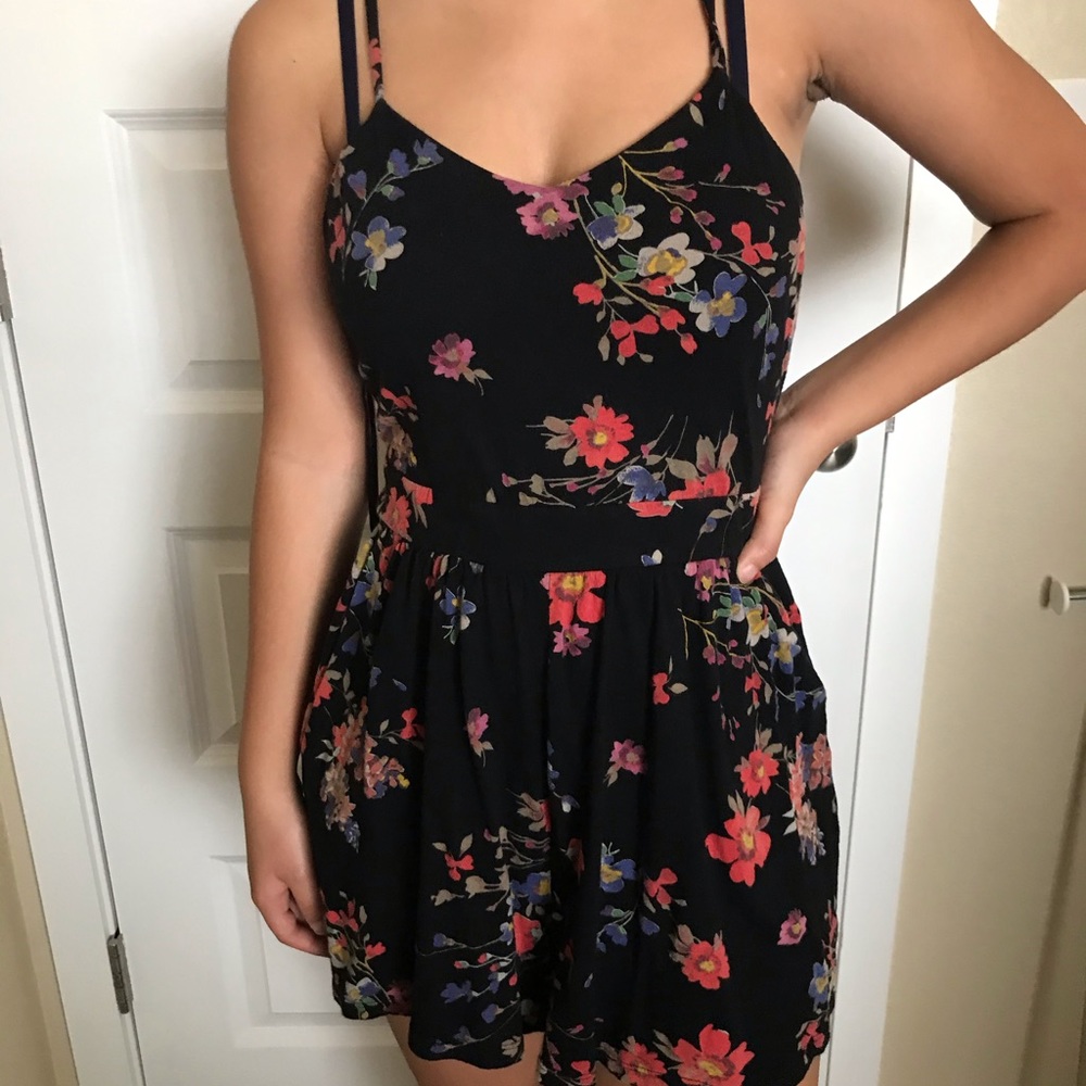 Black floral romper